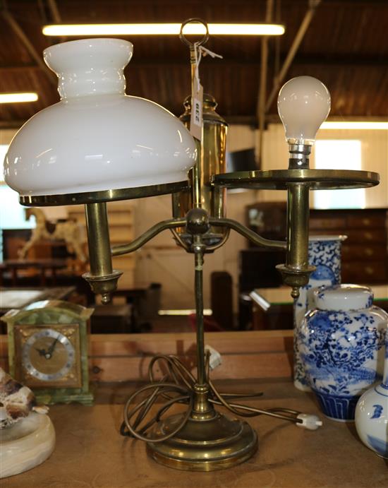 Brass two-light table lamp(-)